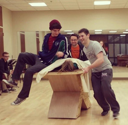 Craig Belwood, Matt Raferty and Luke Bockelman prepare for opening night of "Next to Normal."