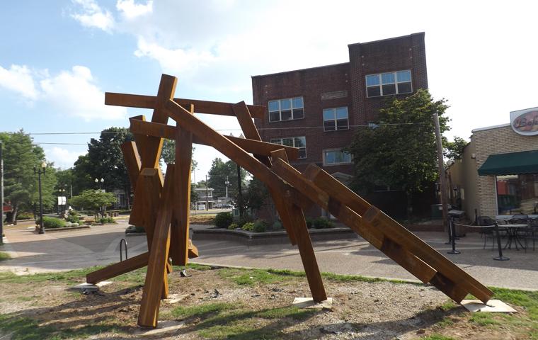 A 3,200 pound sculture by Scott Ross was unveiled Saturday at Haynie's CornerPhoto by Megan Thorne/The Shield