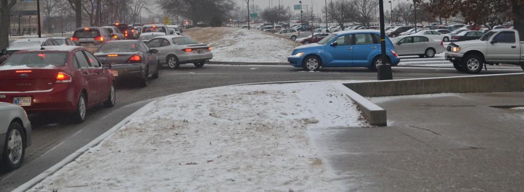 USI students and faculty waited around 30 minutes at USI trying to get home Feb. 4. 